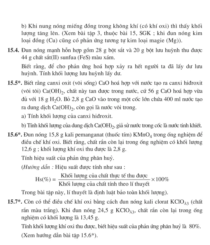 [sbt Scan] Bài 15 Định Luật Bảo Toàn Khối Lượng Sách Bài Tập Học